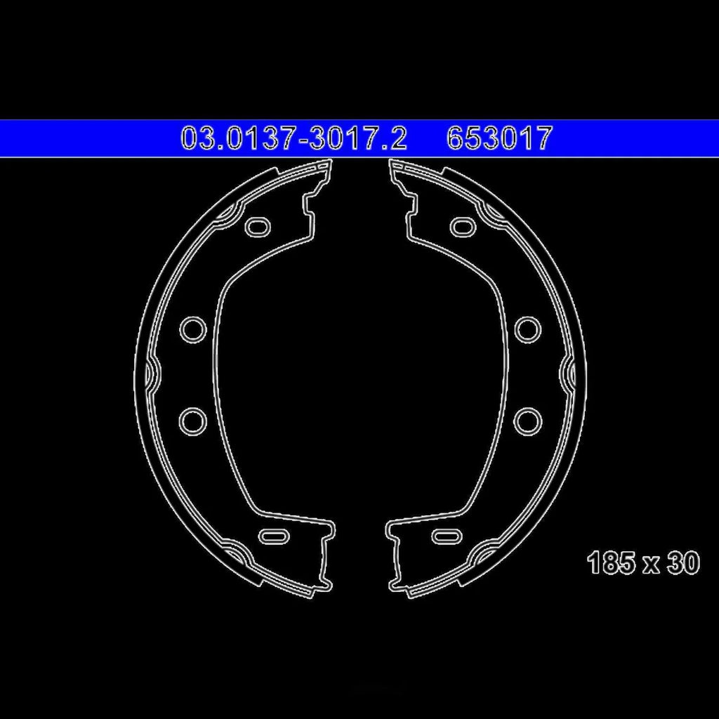 ATE Parking Brake Shoe Set 653017 fits 2008 Land Rover LR2 SE Premium / 2009 Land Rover LR2 HSE / 2013 Land Rover LR2 HSE