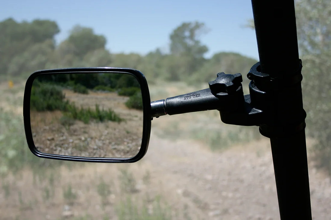 ATV-TEK Mirror - Clearview - Side View - Breakaway - Rectangle - Black UTVMIR1 - Back View