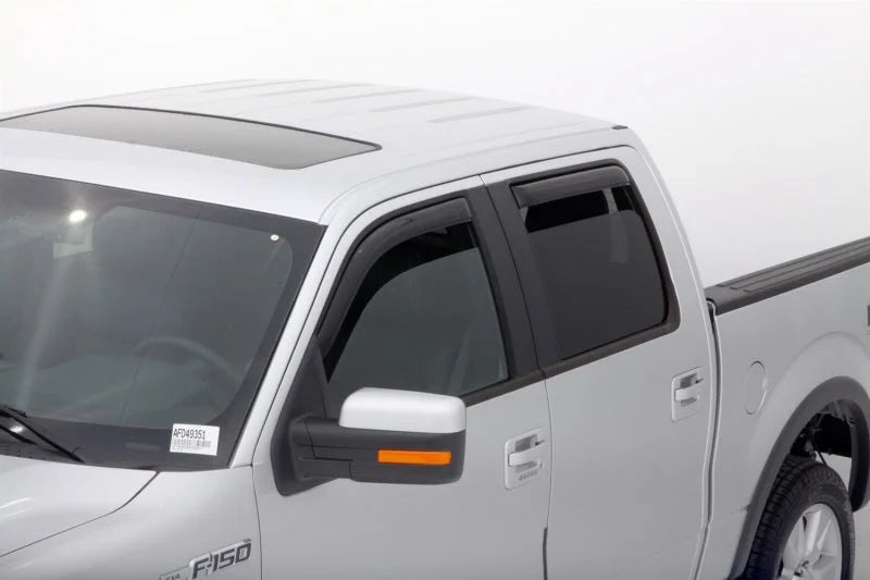 AVS 09-14 Ford F-150 Supercrew Ventvisor In-Channel Front & Rear Window Deflectors 4pc - Smoke - Side View