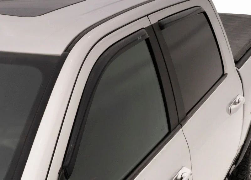 AVS 09-18 Dodge RAM 1500 Quad Cab Ventvisor In-Channel Front & Rear Window Deflectors 4pc - Smoke - Side View