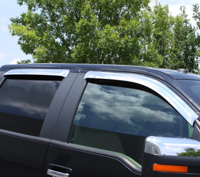 AVS 15-18 Chevy Silverado 2500 Crew Cab Ventvisor Front & Rear Window Deflectors 4pc - Chrome - Back View