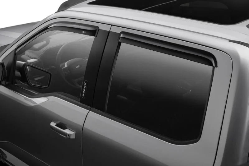 AVS 15-18 Ford F-150 Supercrew Ventvisor Outside Mount Window Deflectors 4pc - Smoke - Installation View