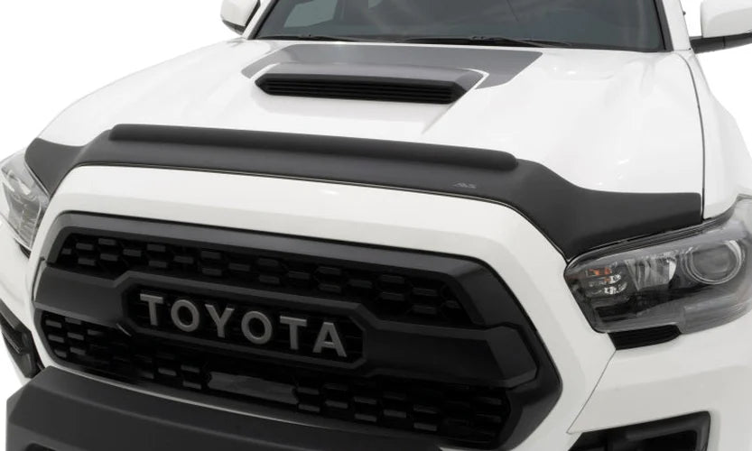 AVS 16-18 Nissan Titan XD Aeroskin II Textured Low Profile Hood Shield - Black - Installation View