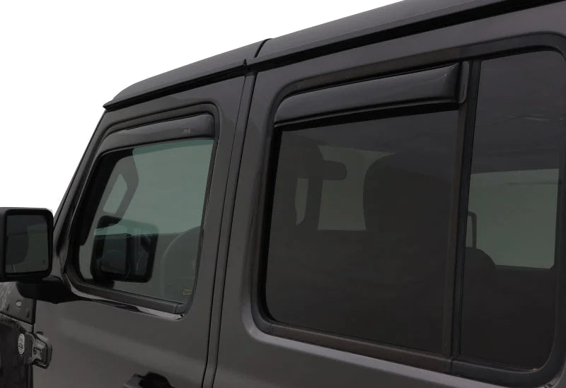 AVS 2018 Jeep Wrangler Unlimited (4-Door) Ventvisor In-Channel Window Deflectors 4pc - Smoke - Side View