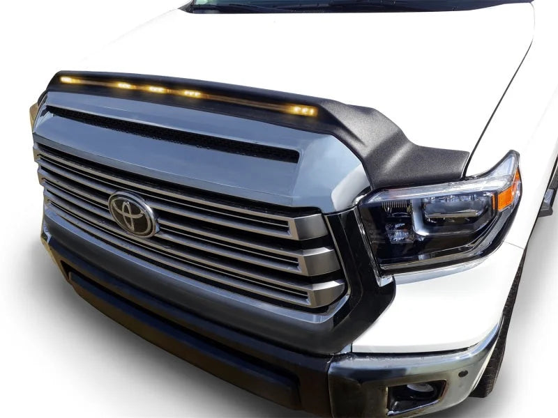 AVS Aeroskin Low Profile Hood Shield w/ Lights - Black fits 2014-2019 Toyota Tundra - Side View