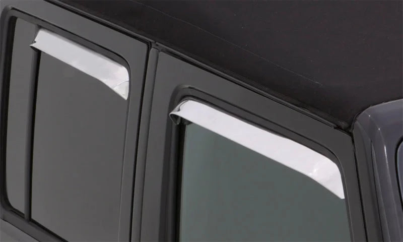 AVS Ventshade Front & Rear Window Deflectors - Stainless fits 2007-2017 Jeep Wrangler / 2018 Jeep Wrangler JK - Back View