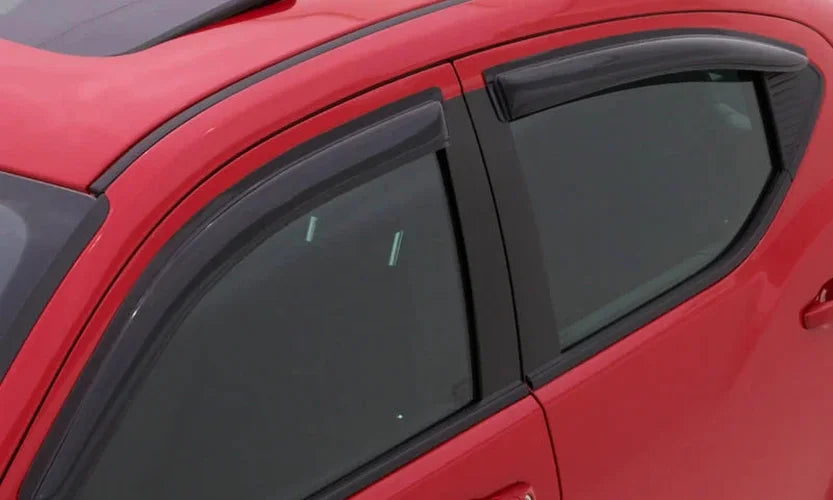AVS 19-22 Mazda 3 Hatchback Ventvisor Outside Mount Window Deflectors 4pc - Smoke - Side View