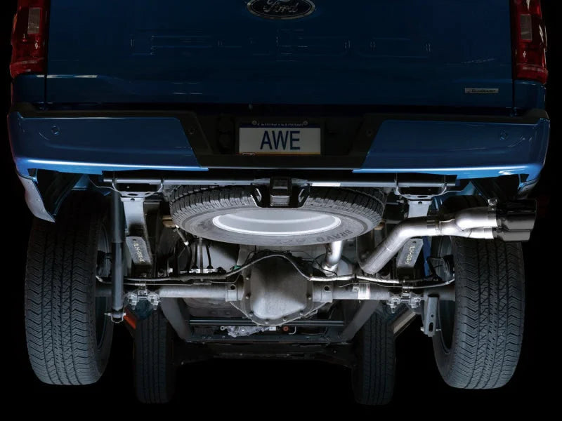 AWE 0FG 21+ Ford F150 Dual Side Exit Cat-Back Exhaust - 4.5in Diamond Black Tips - Additional View 7