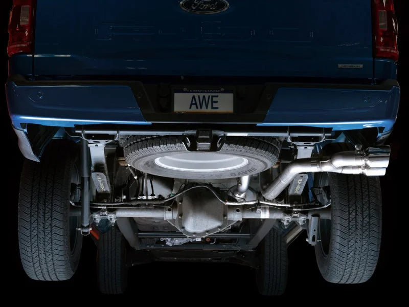 AWE 0FG 21+ Ford F150 Dual Side Exit Cat-Back Exhaust- 4.5in Chrome Silver Tips - Additional View 5