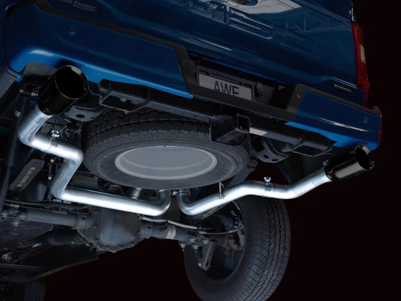 AWE 0FG 21+ Ford F150 Dual Split Rear Cat-Back Exhaust- 5in Diamond Black Tips - Additional View 5
