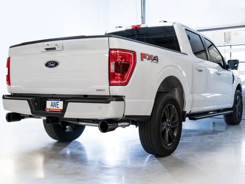 AWE 0FG 21+ Ford F150 Dual Split Rear Cat-Back Exhaust- 5in Diamond Black Tips - Additional View 7