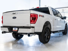 Load image into Gallery viewer, AWE 0FG 21+ Ford F150 Dual Split Rear Exhaust - 5in Chrome Silver Tips - Back View