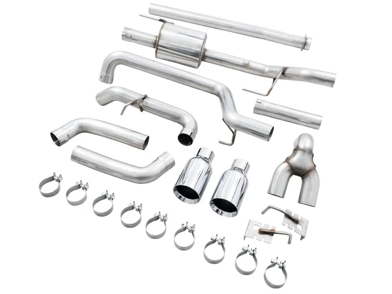 AWE 0FG 21+ Ford F150 Dual Split Rear Exhaust - 5in Chrome Silver Tips - Additional View 9