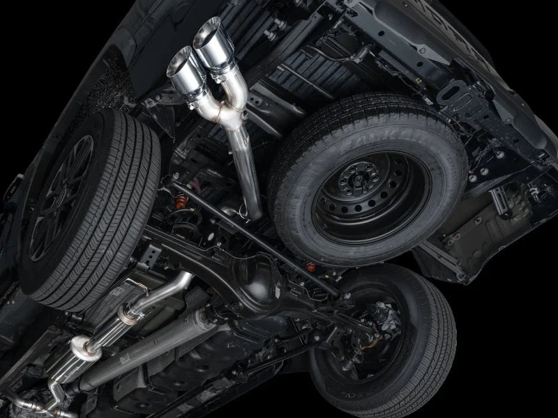 AWE 0FG Exhaust for 3rd Gen Toyota Tundra - Dual Chrome Silver Tips - Installation View