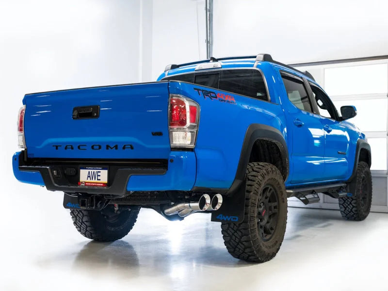 AWE 16-22 Toyota Tacoma 0FG Catback Exhaust w/ BashGuard - Dual Chrome Silver Tips - Additional View 5