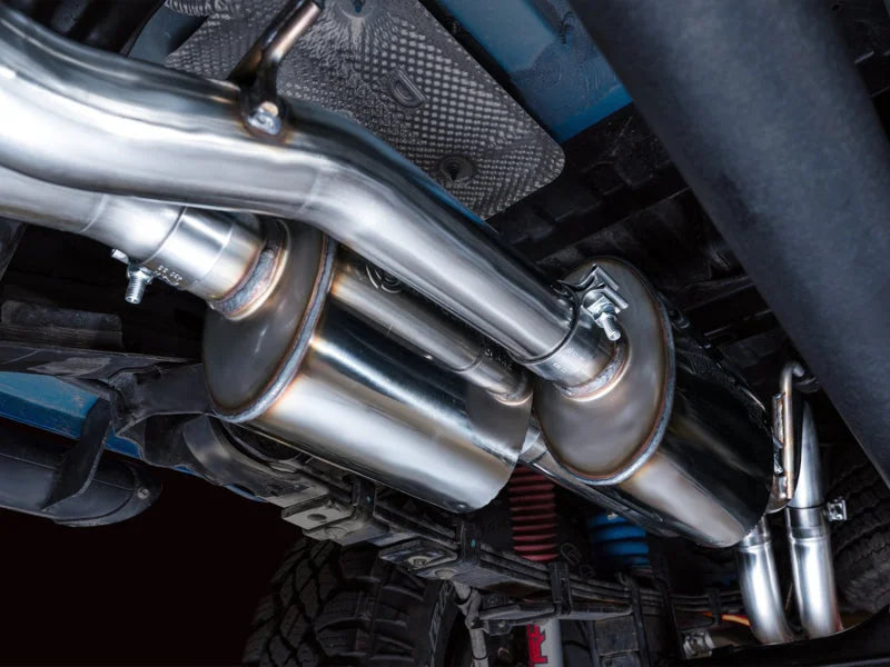 AWE 16-22 Toyota Tacoma 0FG Catback Exhaust w/ BashGuard - Dual Chrome Silver Tips - Additional View 9