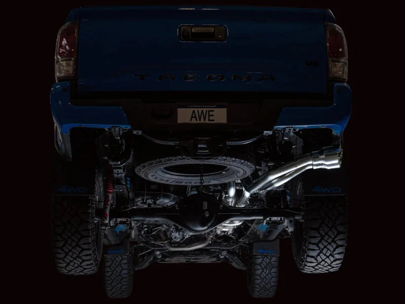 AWE 16-22 Toyota Tacoma 0FG Catback Exhaust w/ BashGuard - Dual Chrome Silver Tips - Additional View 12