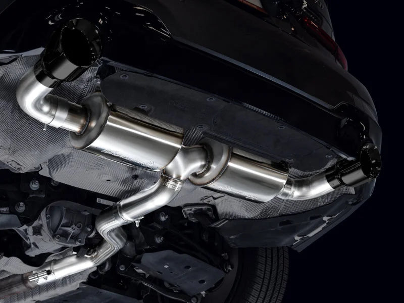 AWE 19-23 BMW 330i / 21-23 BMW 430i Base G2X Touring (Excl.Conv) Axle Back Exhaust - Diamond Black - Side View