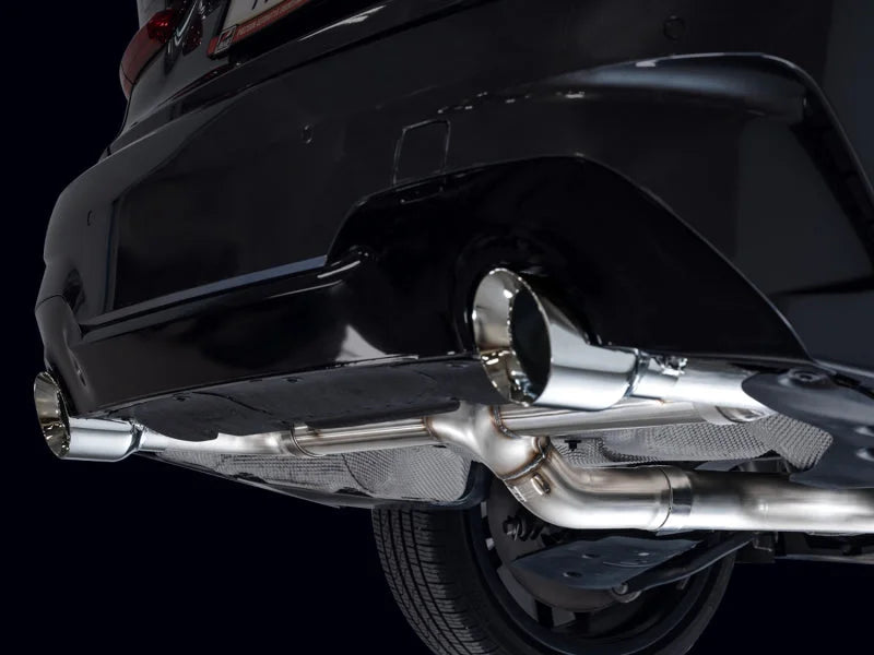 AWE 19-23 BMW 330i / 21-23 BMW 430i Base G2X Track Edition Axle Back Exhaust - Chrome Silver - Back View