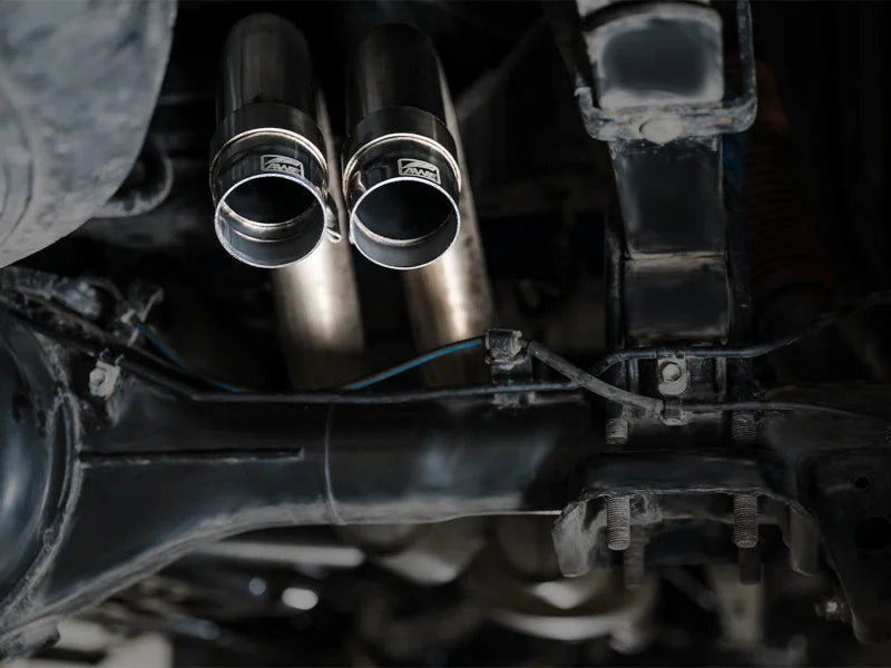 AWE 2016-2022 Toyota Tacoma 0FG Exhaust with BashGuard - No Tips - Installation View