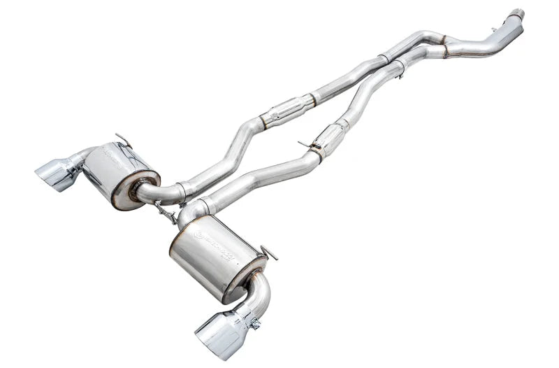 AWE 2020 Toyota Supra A90 Resonated Touring Edition Exhaust - 5in Chrome Silver Tips - Main Product View