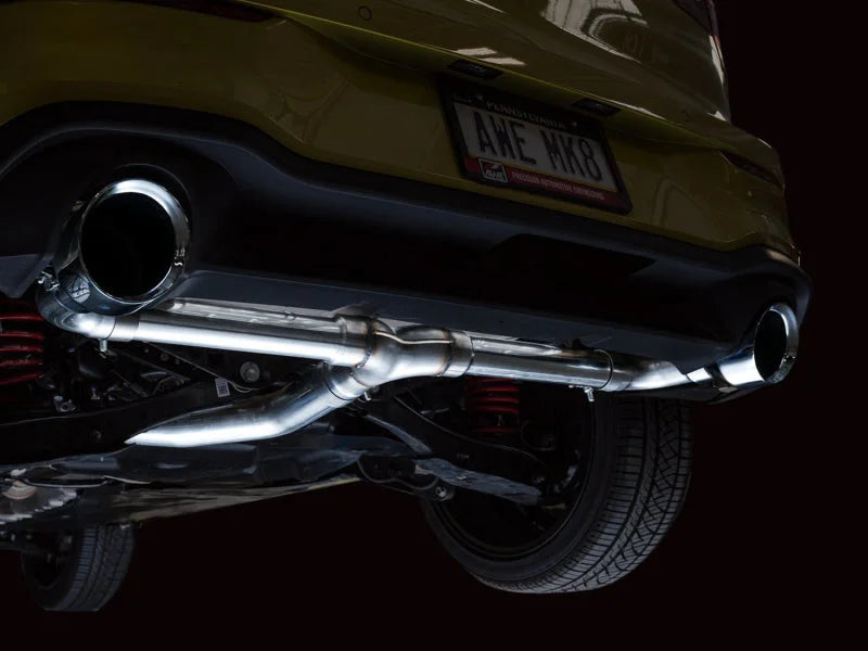 AWE 2022 VW GTI MK8  Track Edition Exhaust - Chrome Silver Tips - Back View