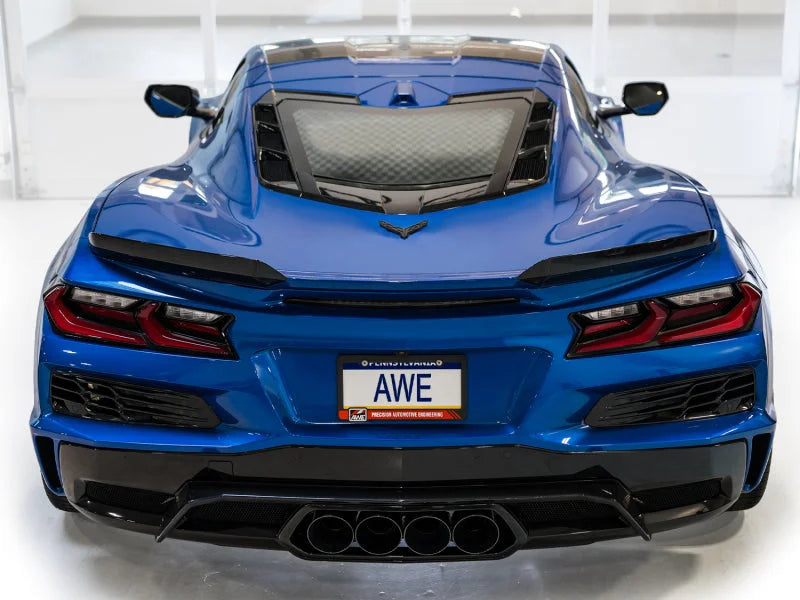AWE 2023 C8 Corvette Z06 SwitchPath Cat-Back Exhaust - Diamond Black Tips - Back View