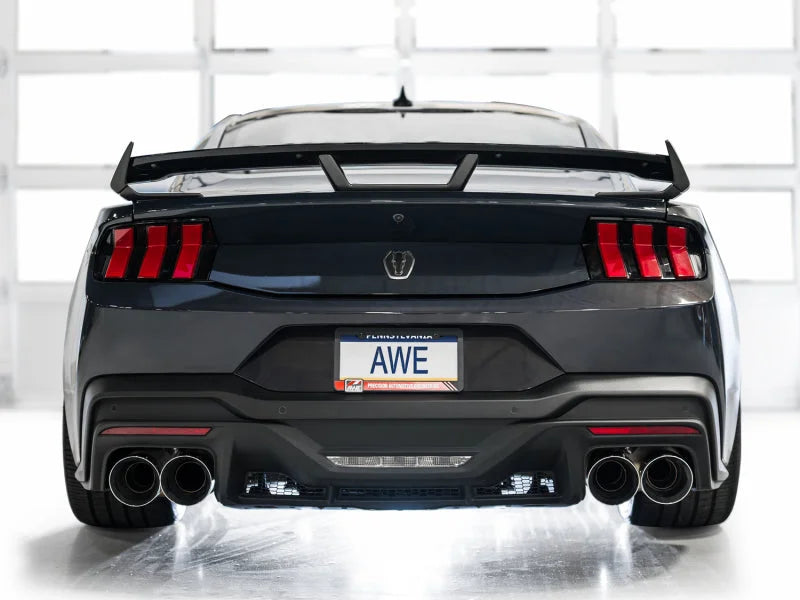 AWE 2024 Ford Mustang Dark Horse S650 RWD SwitchPath Catback Exhaust w/ Quad Chrome Silver Tips - Installation View