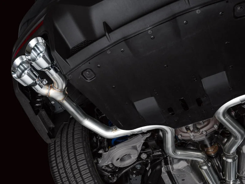 AWE 2024 Ford Mustang Dark Horse S650 RWD Track Edition Catback Exhaust w/ Quad Chrome Silver Tips - Back View