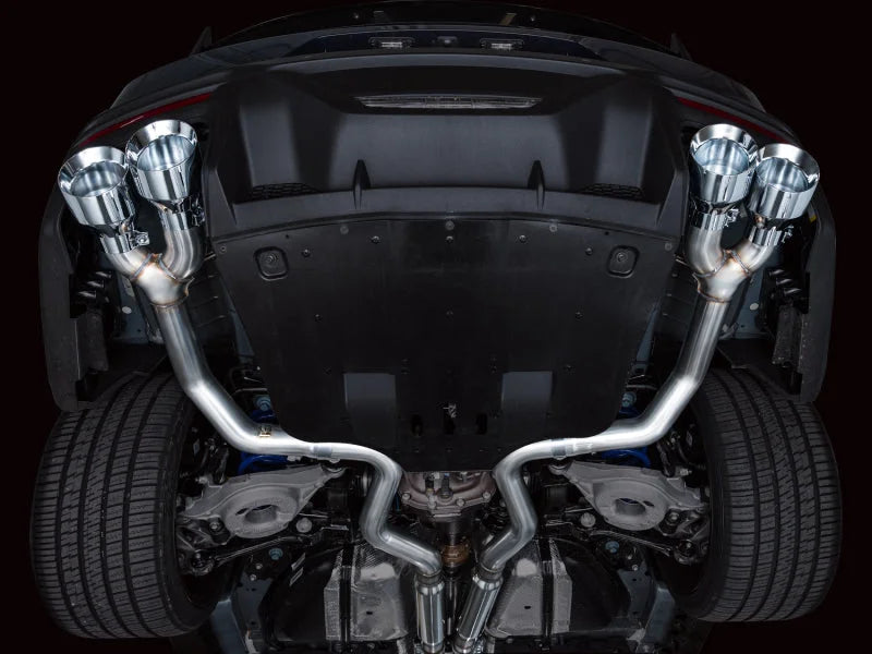 AWE 2024 Ford Mustang Dark Horse S650 RWD Track Edition Catback Exhaust w/ Quad Chrome Silver Tips - Additional View 9