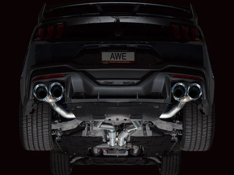 AWE 2024 Ford Mustang Dark Horse S650 RWD Track Edition Catback Exhaust w/ Quad Chrome Silver Tips - Additional View 11