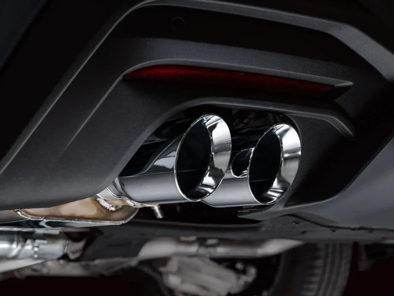 AWE 2024 Ford Mustang GT Fastback S650 RWD SwitchPath Catback Exhaust w/ Quad Chrome Silver Tips - Side View