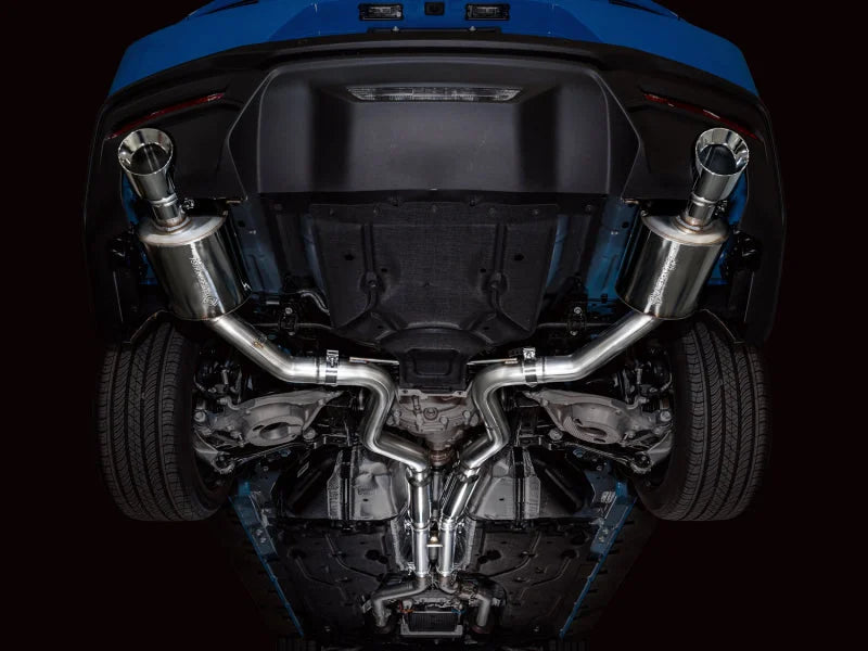 AWE 2024 Ford Mustang GT Fastback S650 RWD Touring Catback Exhaust w/ Dual Chrome Silver Tips - Installation View