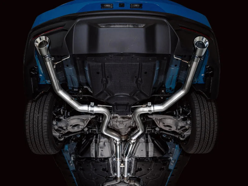 AWE 2024 Ford Mustang GT Fastback S650 RWD Track Edition Catback Exhaust w/ Dual Chrome Silver Tips - Side View