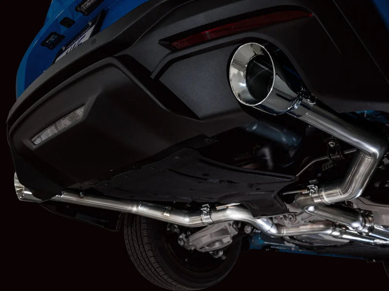 AWE 2024 Ford Mustang GT Fastback S650 RWD Track Edition Catback Exhaust w/ Dual Chrome Silver Tips - Back View