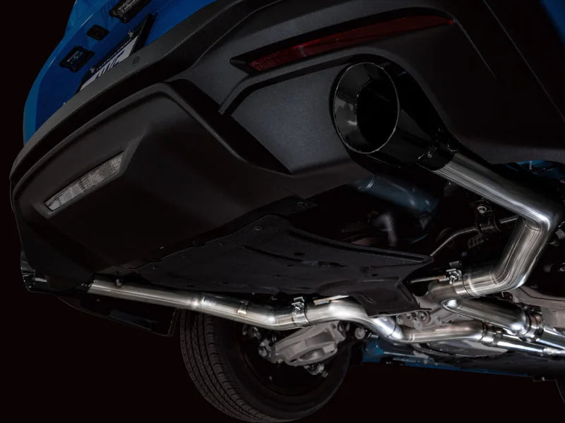 AWE 2024 Ford Mustang GT Fastback S650 RWD Track Edition Catback Exhaust w/ Dual Diamond Black Tips - Installation View