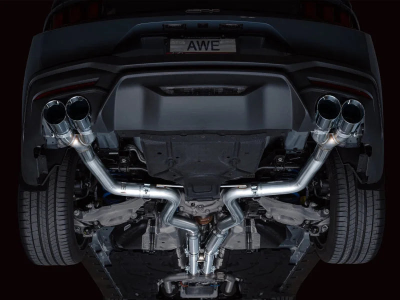 AWE 2024 Ford Mustang GT Fastback S650 RWD Track Edition Catback Exhaust w/ Quad Chrome Silver Tips - Additional View 7