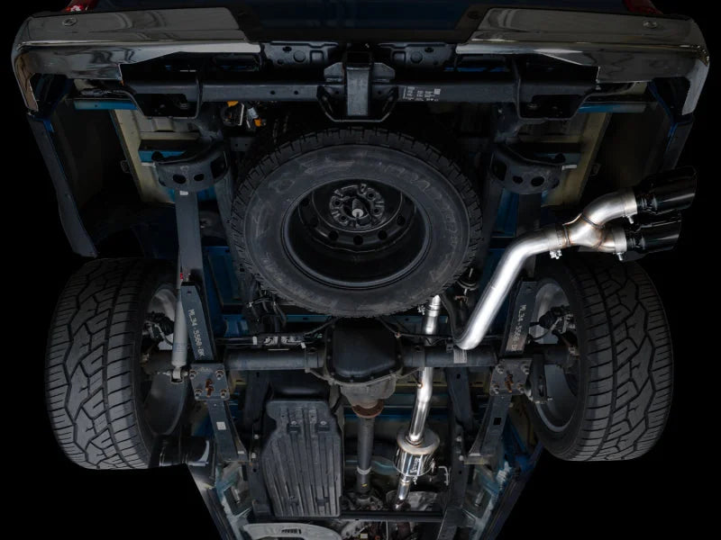 AWE 21-25 Ford F150 (14th Gen Reg Cab) Cat-Back Exhaust - 4.5in Dual Side Exit Diamond Black Tips - Additional View 6