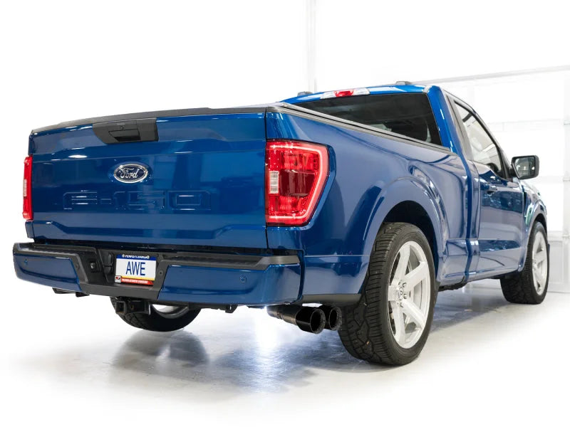 AWE 21-25 Ford F150 (14th Gen Reg Cab) Cat-Back Exhaust - 4.5in Dual Side Exit Diamond Black Tips - Additional View 7