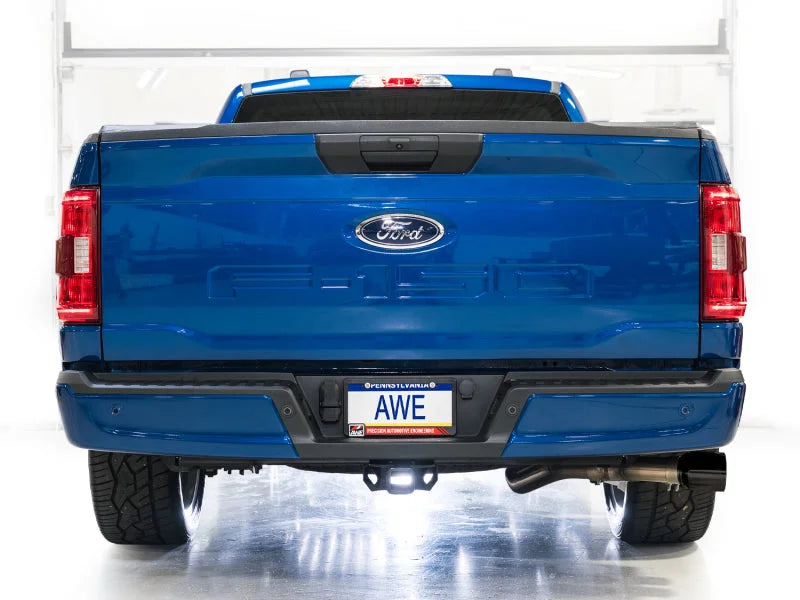 AWE 21-25 Ford F150 (14th Gen Reg Cab) Cat-Back Exhaust - 4.5in Dual Side Exit Diamond Black Tips - Additional View 8