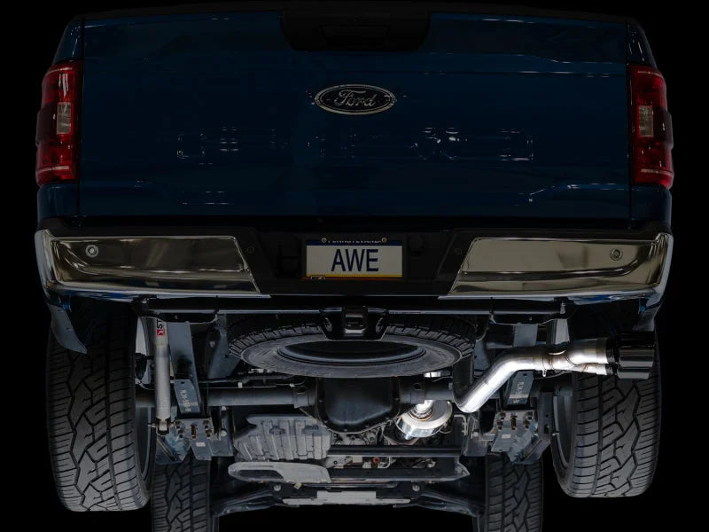 AWE 21-25 Ford F150 (14th Gen Reg Cab) Cat-Back Exhaust - 4.5in Dual Side Exit Diamond Black Tips - Additional View 10