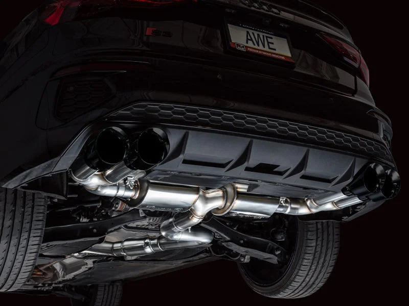 AWE 22-24 Audi 8Y S3 Touring Edition Exhaust - Diamond Black Tips - Side View