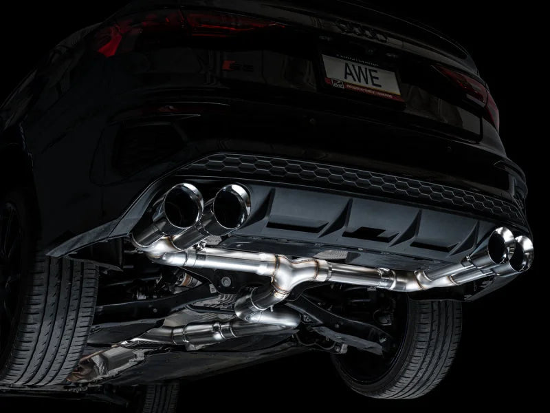 AWE 22-24 Audi 8Y S3 Track Edition Exhaust  - Chrome Silver Tips - Side View