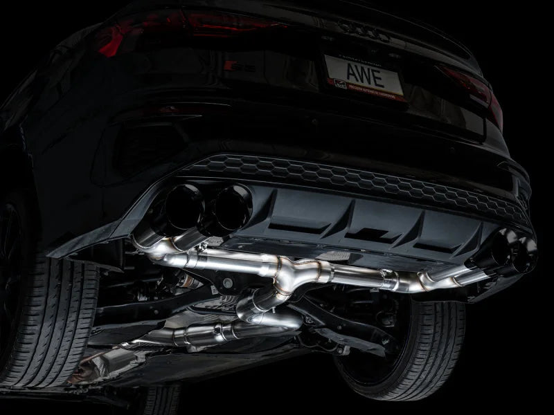 AWE 22-24 Audi 8Y S3 Track Edition Exhaust  - Diamond Black Tips - Back View