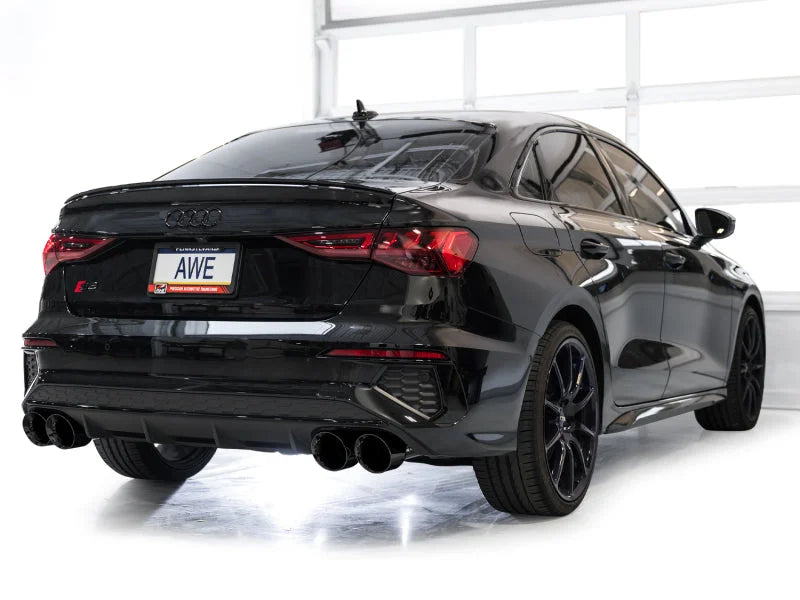 AWE 22-24 Audi 8Y S3 Track Edition Exhaust  - Diamond Black Tips - Installation View