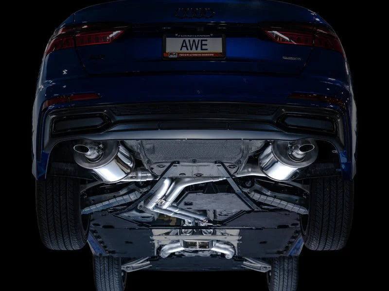 AWE Audi 2019-2023 C8 A6/A7 3.0T Touring Edition Cat-back Exhaust- Turn Downs - Installation View