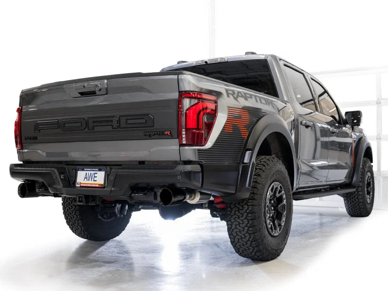 AWE Gen 3 Raptor R SwitchPath Exhaust - Diamond Black Tips - Side View