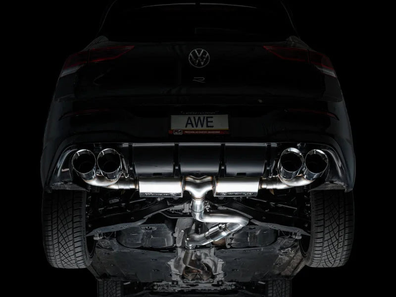 AWE MK8 Volkswagen Golf R 3in Touring Edition Quad Exhaust - Chrome Silver Tips - Additional View 8