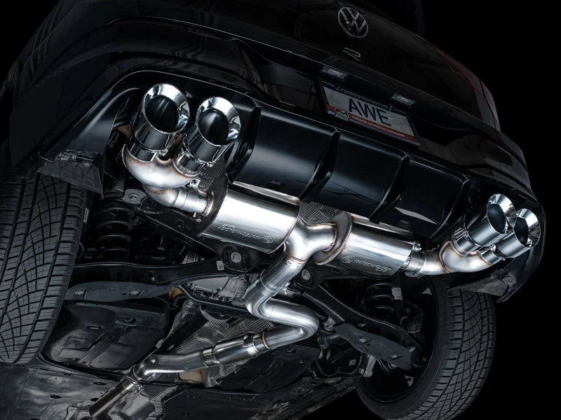 AWE MK8 Volkswagen Golf R 3in Touring Edition Quad Exhaust - Chrome Silver Tips - Additional View 10