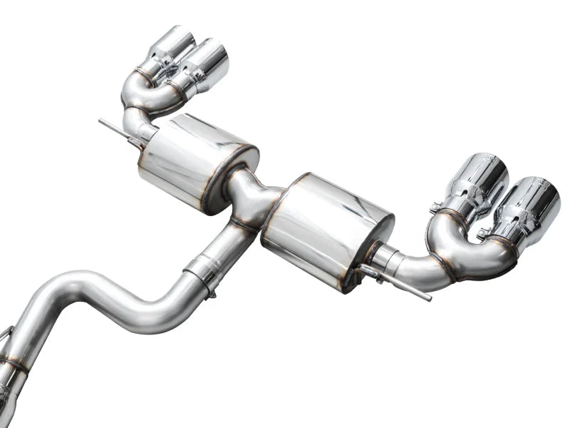 AWE MK8 Volkswagen Golf R 3in Touring Edition Quad Exhaust - Chrome Silver Tips - Additional View 14